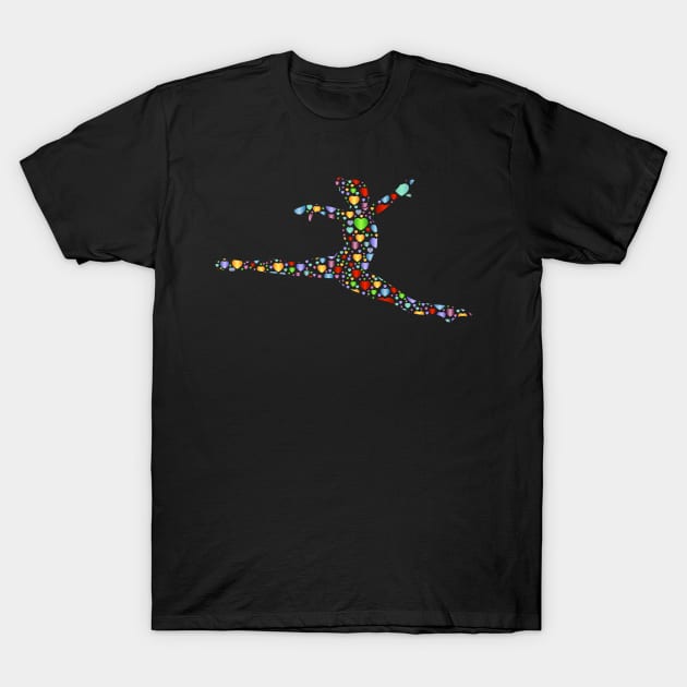 Gymnastics Hearts T-Shirt by LetsBeginDesigns